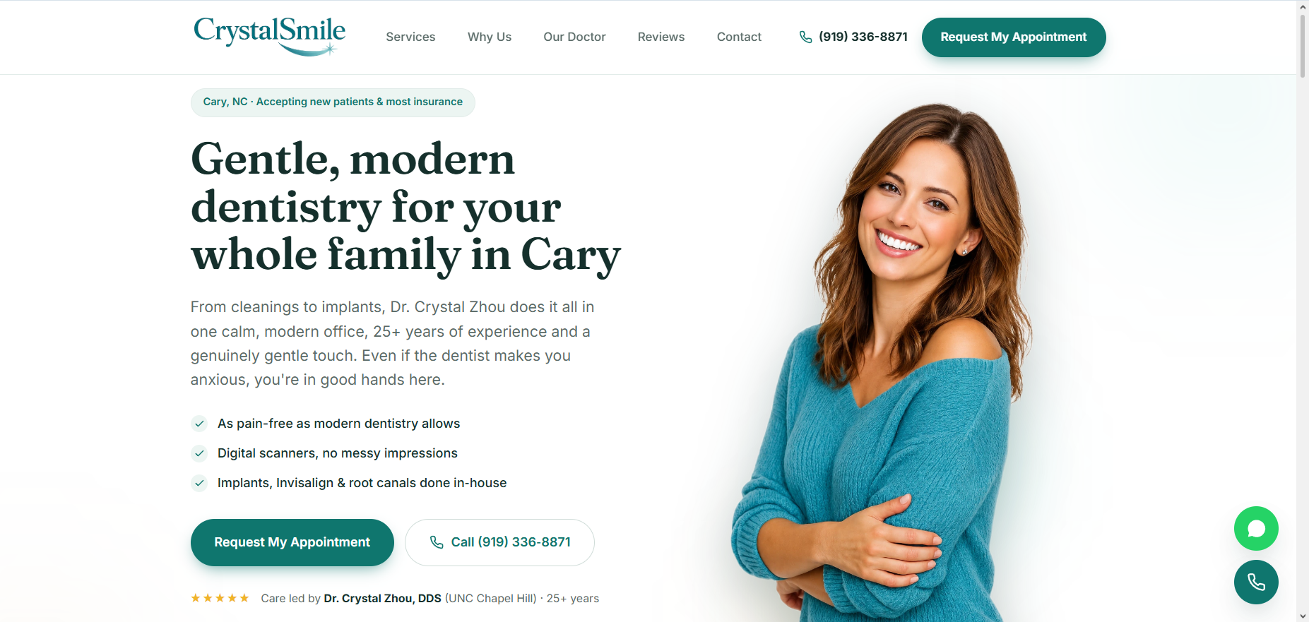 Crystal Smile website after the redesign