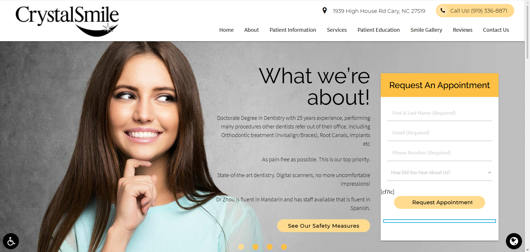 Crystal Smile website before the redesign